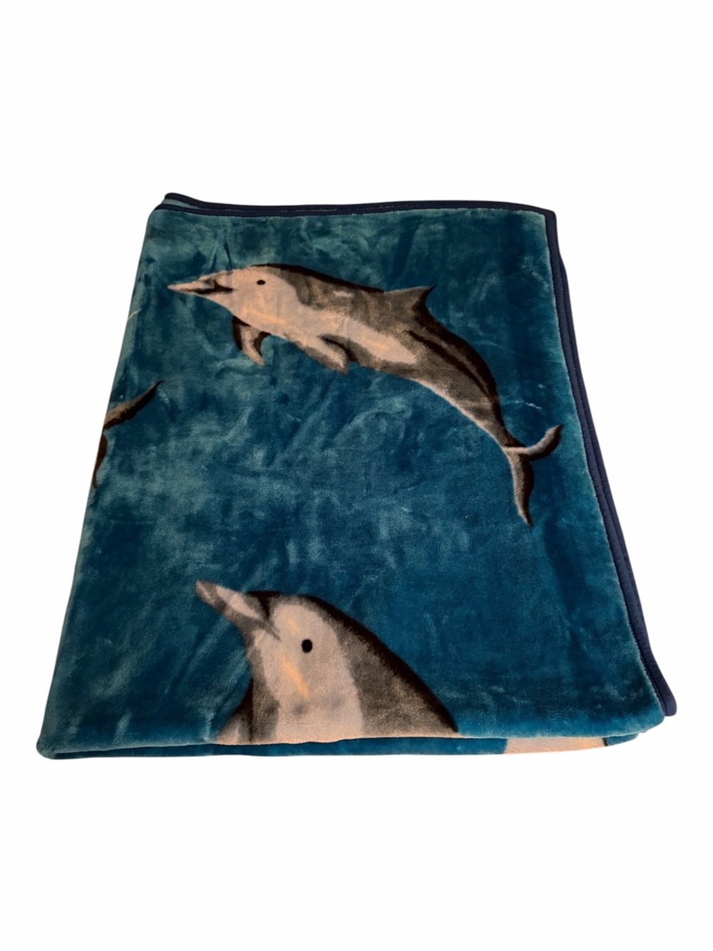 Ocean World Reversible Plush Dolphin Blanket – Blue Marine Throw Blanket